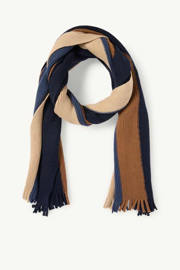 Herren - Strick-Schal - gestreift - blau