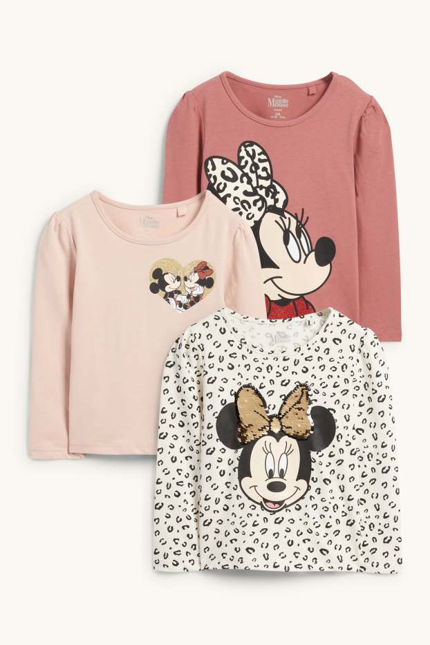 Children Girls - Multipack of 3 - Minnie Mouse - long sleeve top - shiny - cremewhite