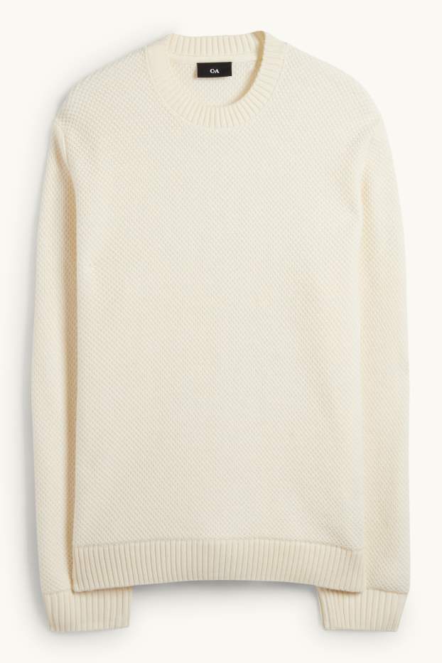 Bărbați - Pulover - structurat - crem