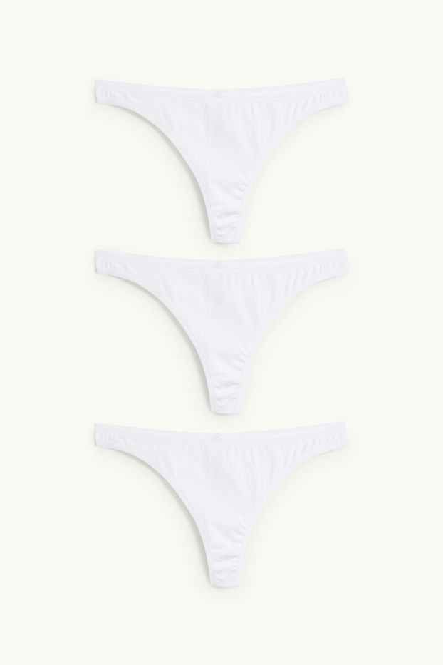Femmes - Lot de 3 - strings - blanc