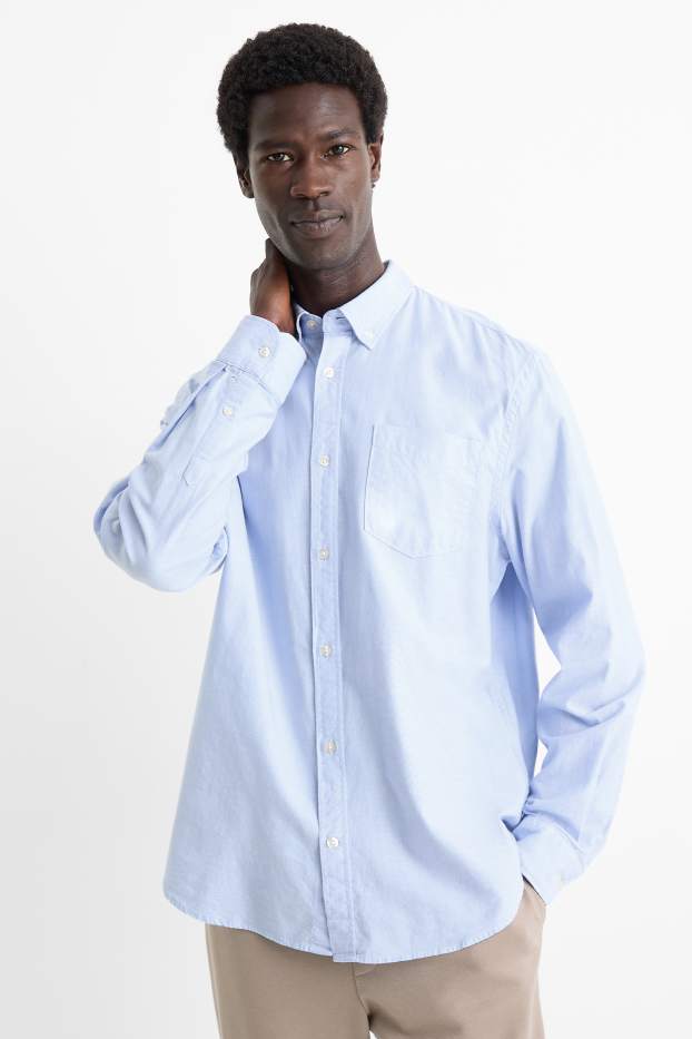 Pánské - Košile - regular fit - button-down - světle modrá