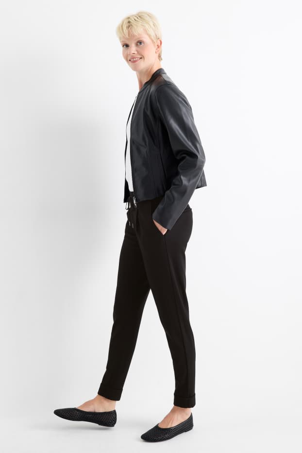 Damen - Jersey-Hose - Mid Waist - Tapered Fit - schwarz