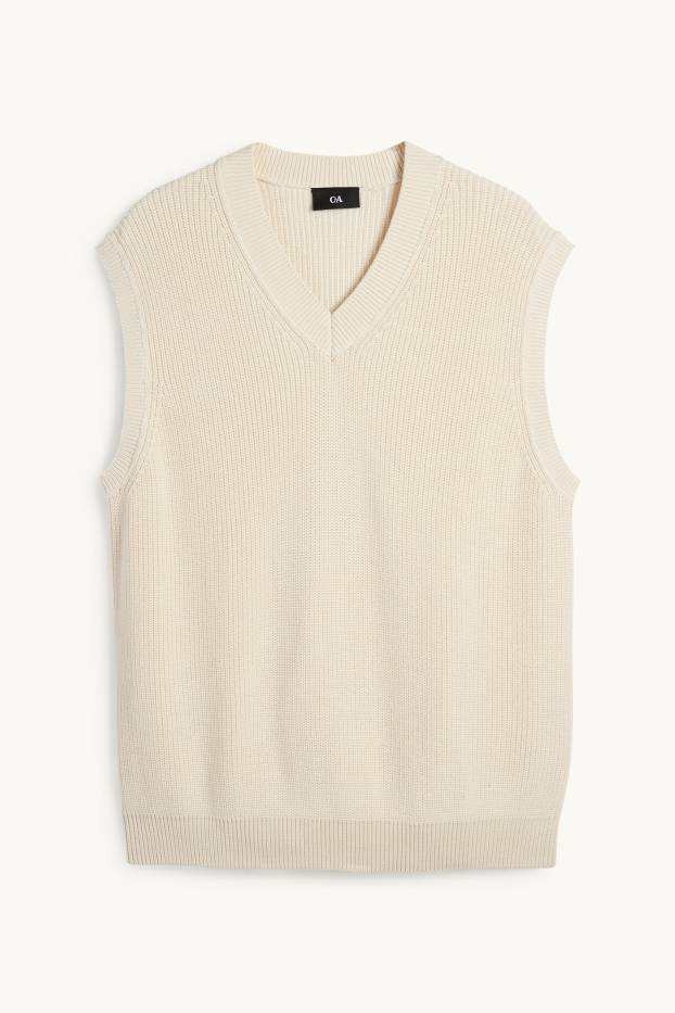 Hommes - Débardeur - finition côtelée - beige clair