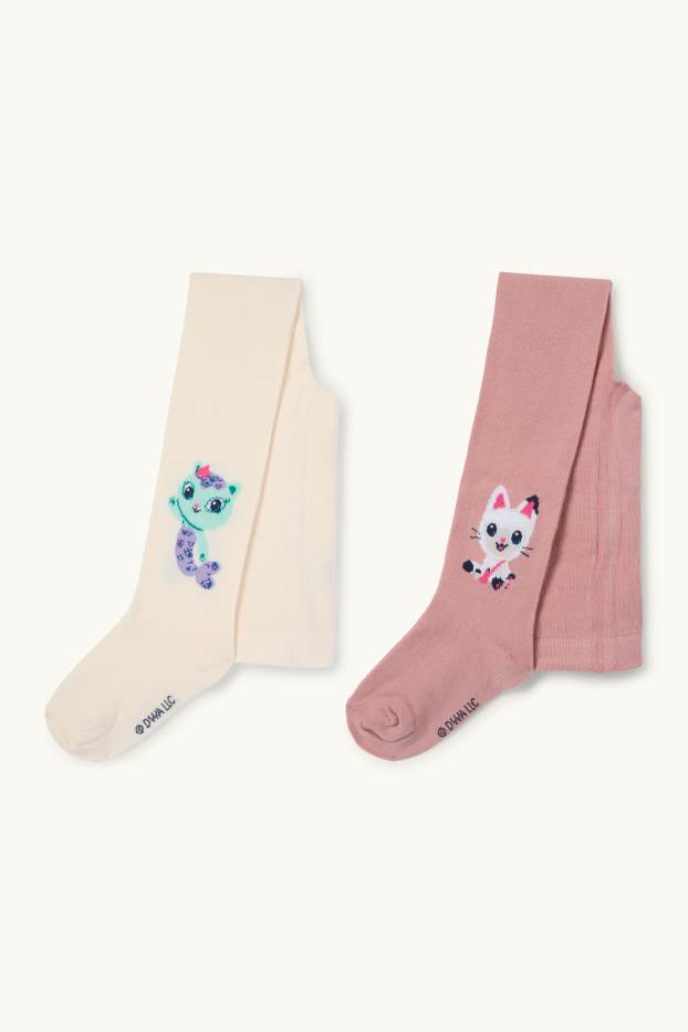 Enfants filles - Lot de 2 - Gabby et la Maison Magique - collants - rose foncé