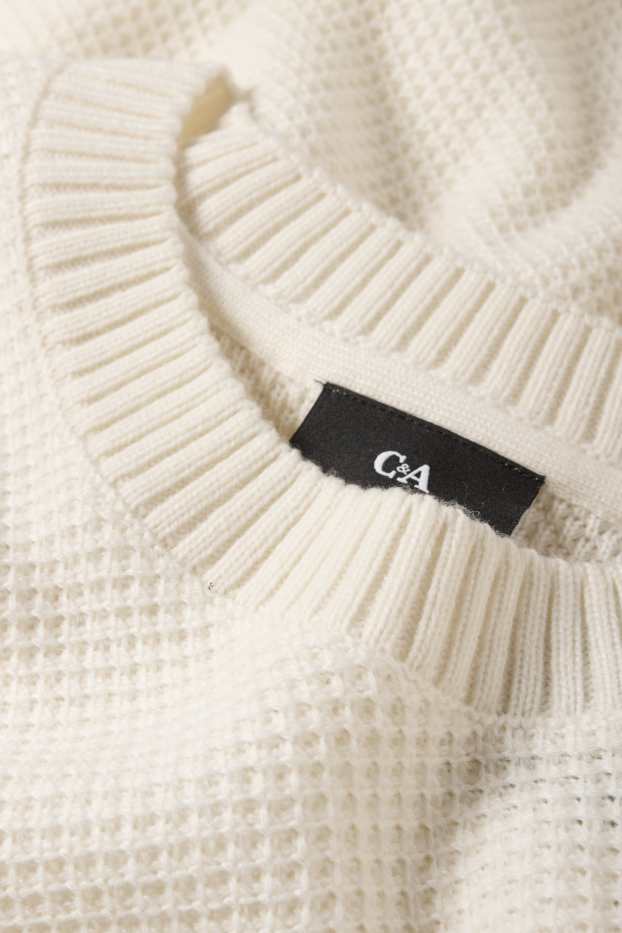 Pánské - Svetr - strukturovaný - krémově bílá