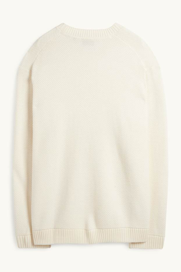 Pánské - Svetr - strukturovaný - krémově bílá