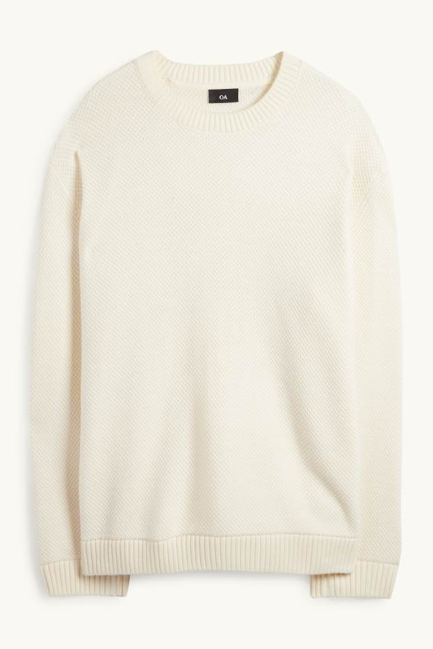 Pánské - Svetr - strukturovaný - krémově bílá