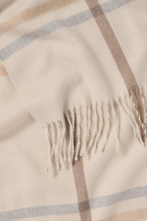 Femei - Șal - în carouri - bej deschis