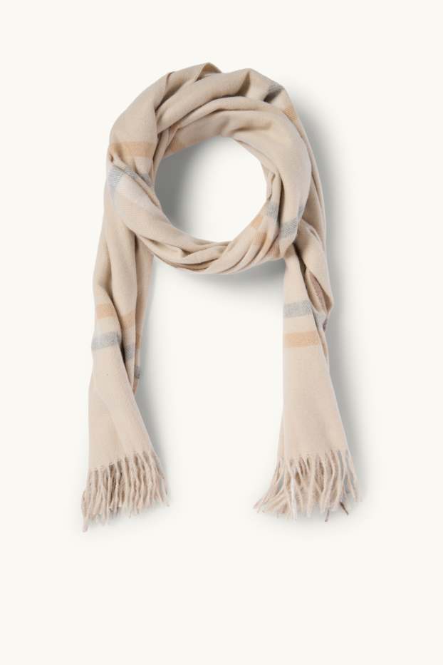 Femei - Șal - în carouri - bej deschis