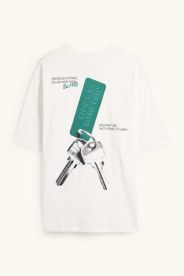 Heren - T-shirt - oversized - wit