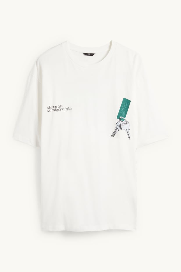 Heren - T-shirt - oversized - wit