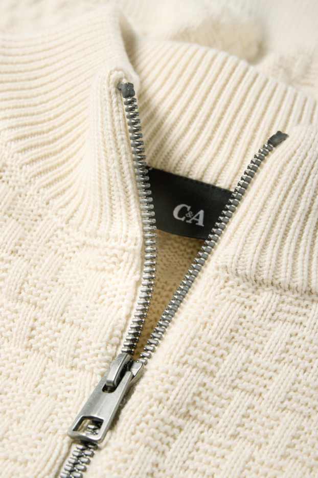 Herren - Strickjacke - strukturiert - cremeweiß