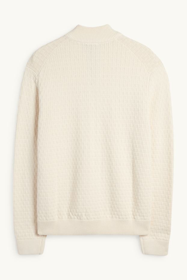 Herren - Strickjacke - strukturiert - cremeweiß