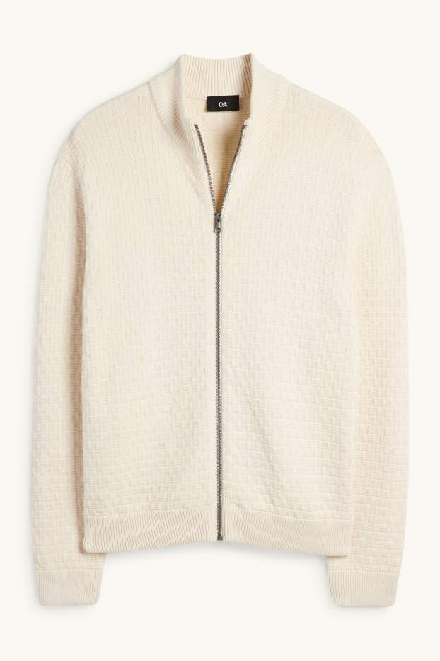 Herren - Strickjacke - strukturiert - cremeweiß