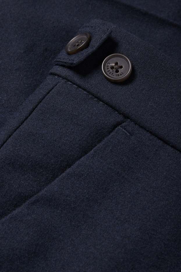 Hommes - Chino en flanelle - tapered fit - bleu foncé