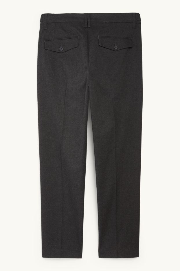 Hommes - Chino en flanelle - tapered fit - gris foncé