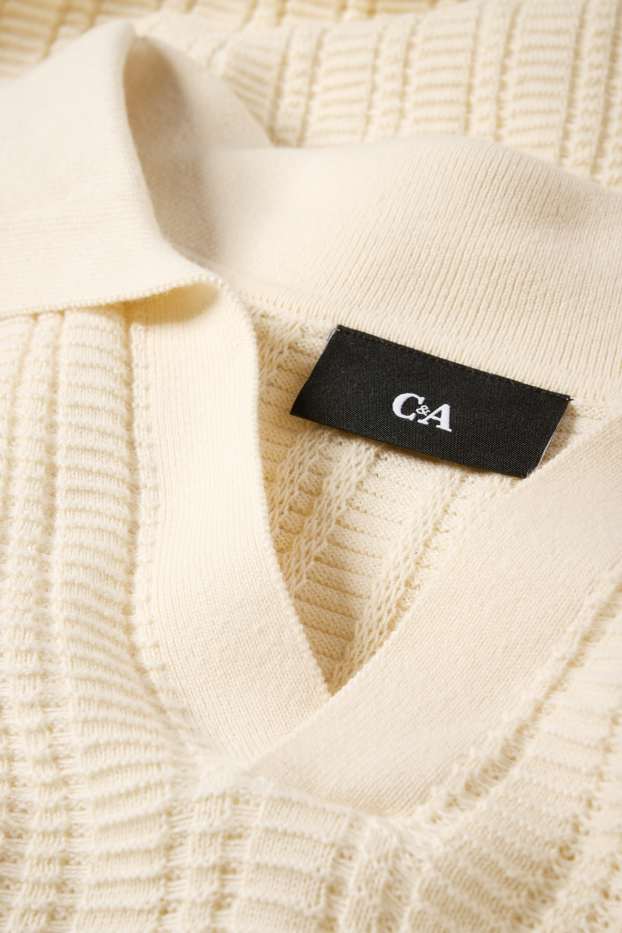 Hommes - Pull - finition texturée - crème