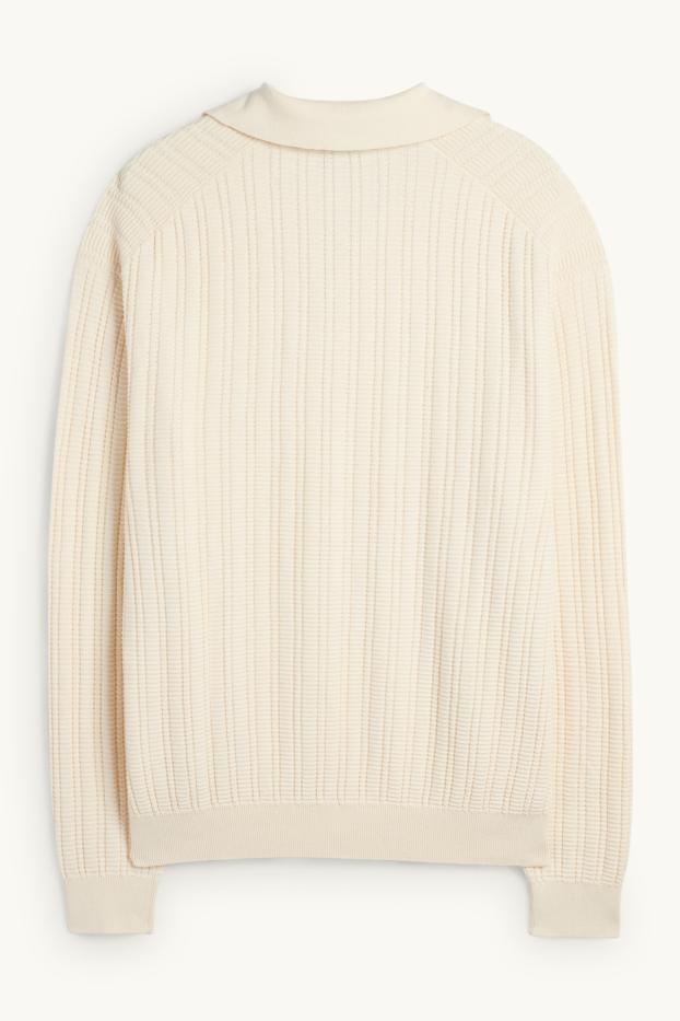 Hommes - Pull - finition texturée - crème