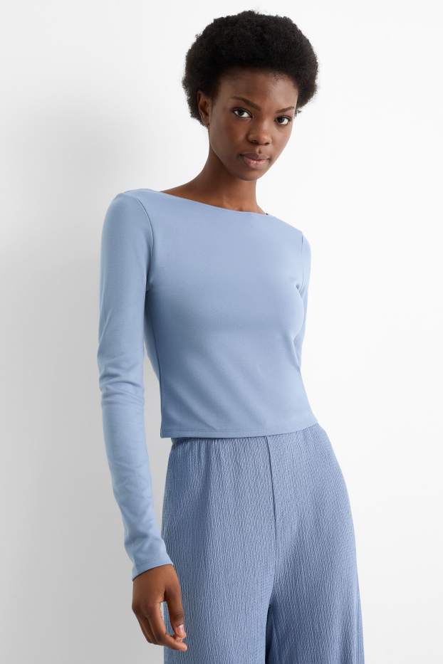 Dames - Korte longsleeve - blauw