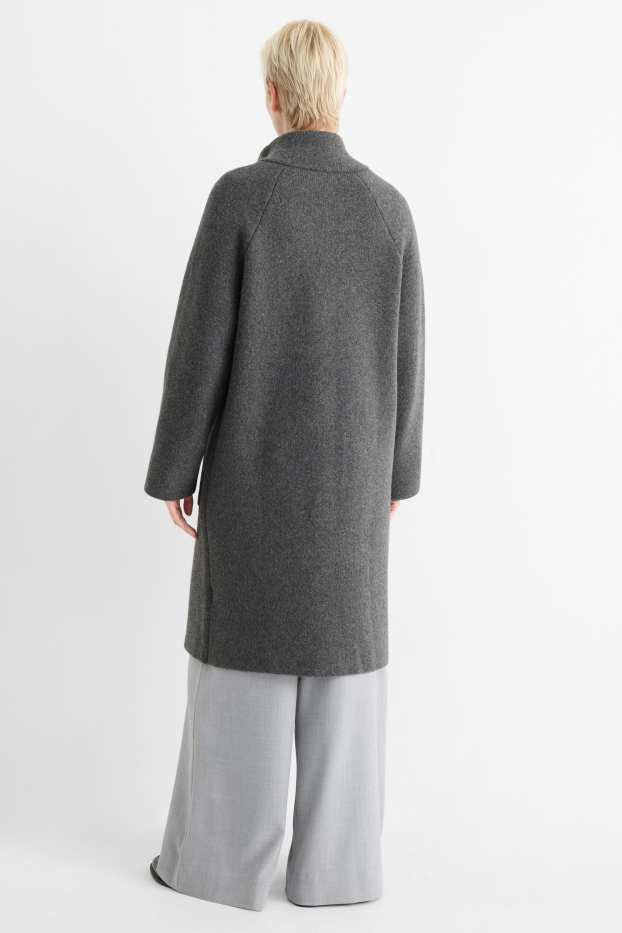 Dames - Lang gebreid vest - donkergrijs