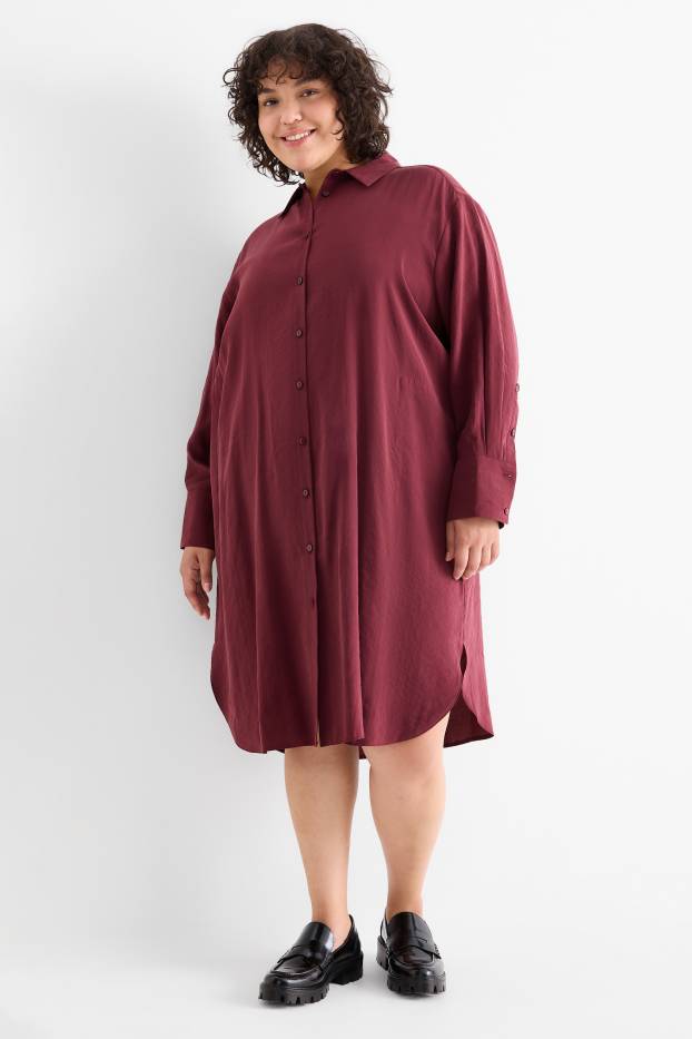 Femmes - Robe-chemisier - bordeaux