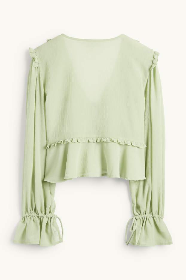 Femmes - Chemisier en mousseline court - vert clair
