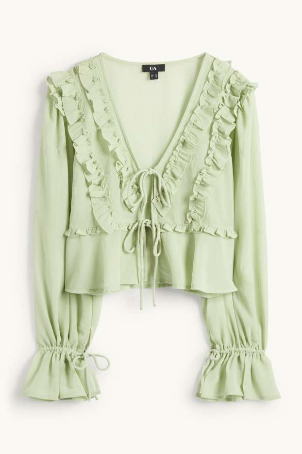 Femmes - Chemisier en mousseline court - vert clair