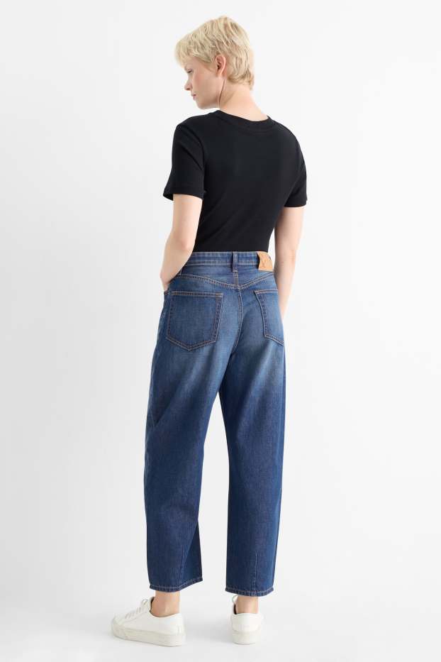 Damen - Barrel Jeans - High Waist - jeansblau