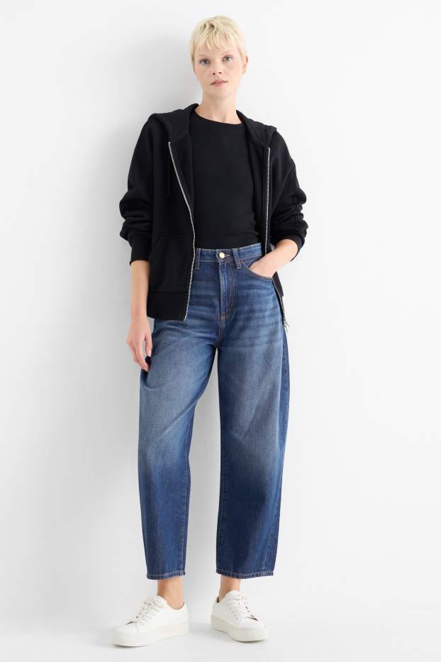 Damen - Barrel Jeans - High Waist - jeansblau