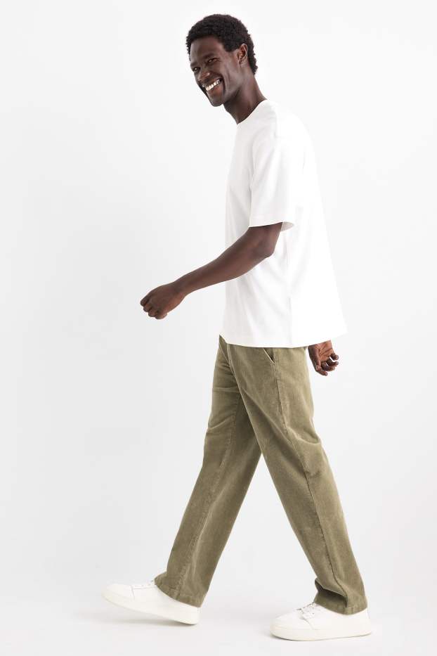 Hommes - Chino en velours côtelé - regular fit - kaki