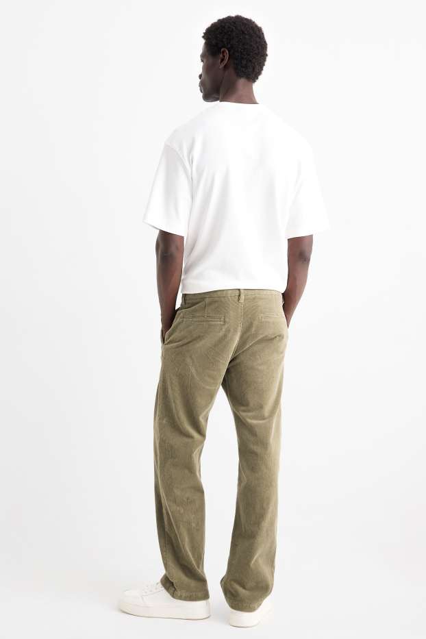 Hommes - Chino en velours côtelé - regular fit - kaki