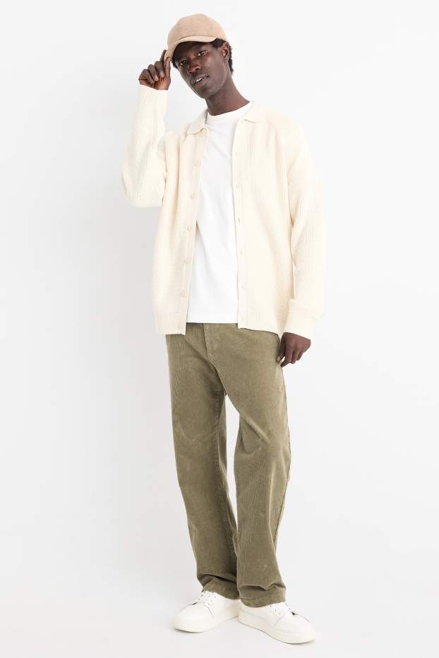 Hommes - Chino en velours côtelé - regular fit - kaki