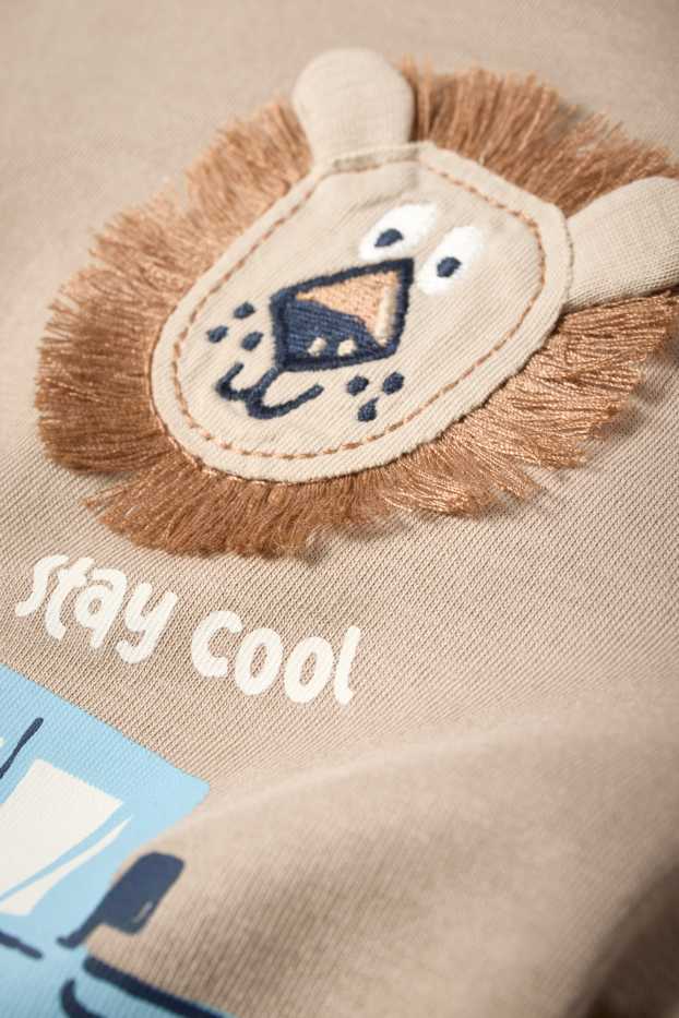 Enfants garçons - Dino, lion et véhicules - haut à manches longues - beige