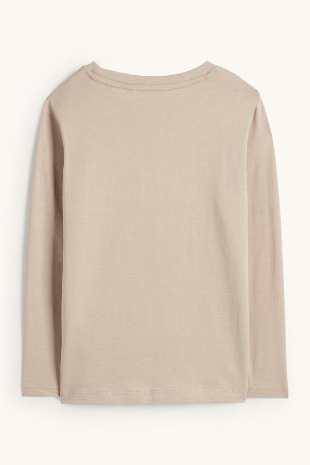 Enfants garçons - Dino, lion et véhicules - haut à manches longues - beige