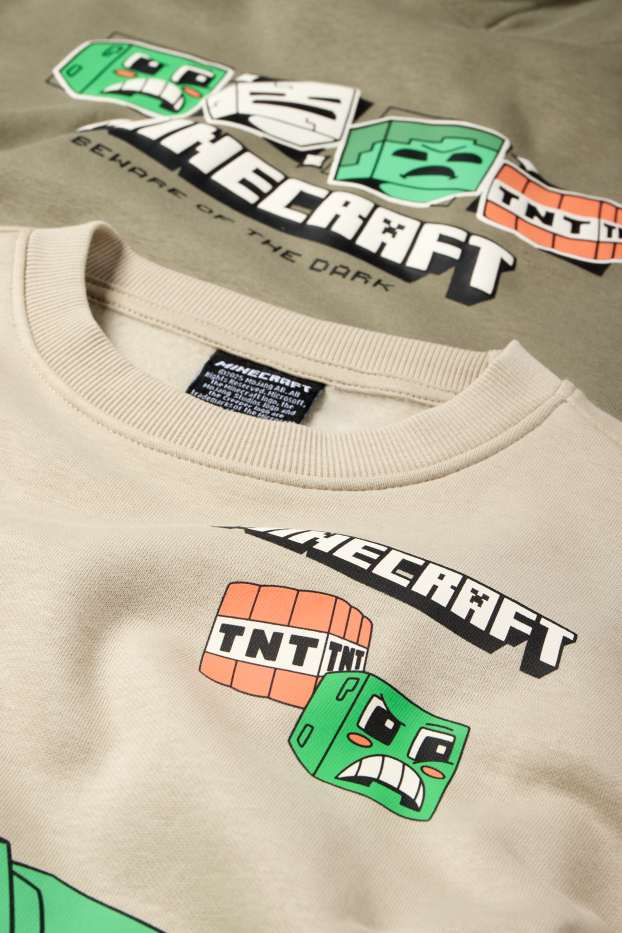 Bambini - Confezione da 2 - Minecraft - felpa con cappuccio e felpa girocollo - kaki