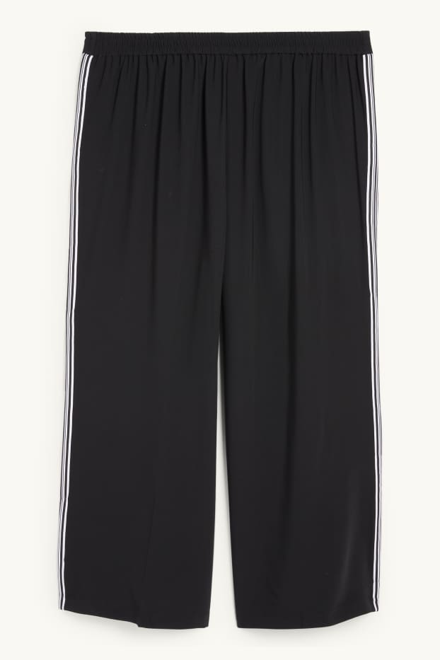 Femei - Pantaloni de stofă - talie medie - wide leg - negru