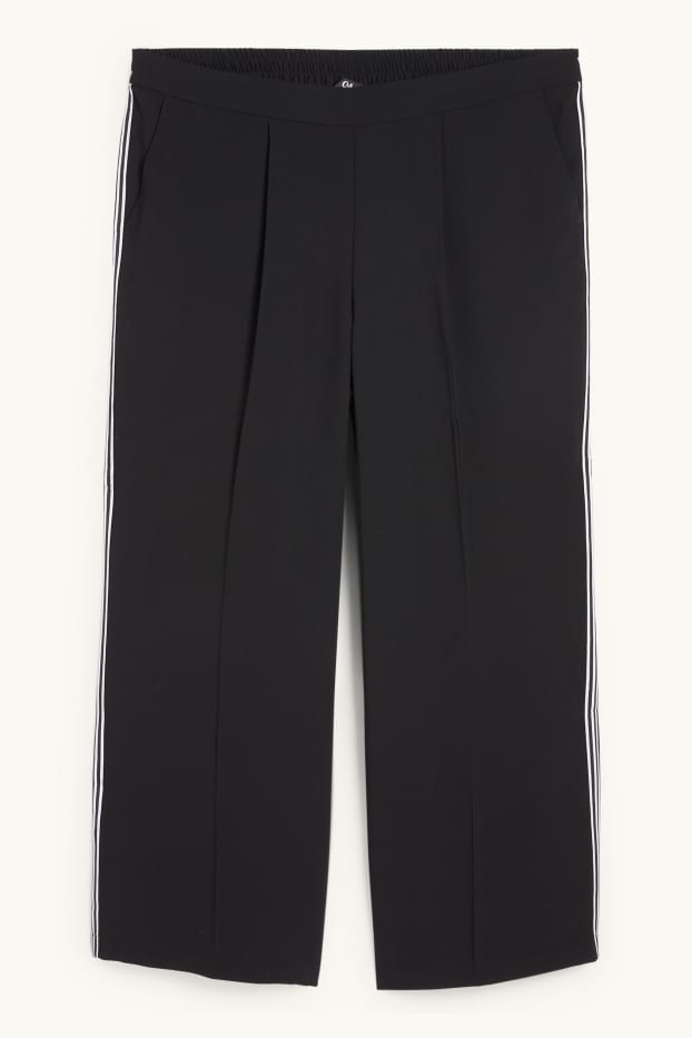 Femei - Pantaloni de stofă - talie medie - wide leg - negru