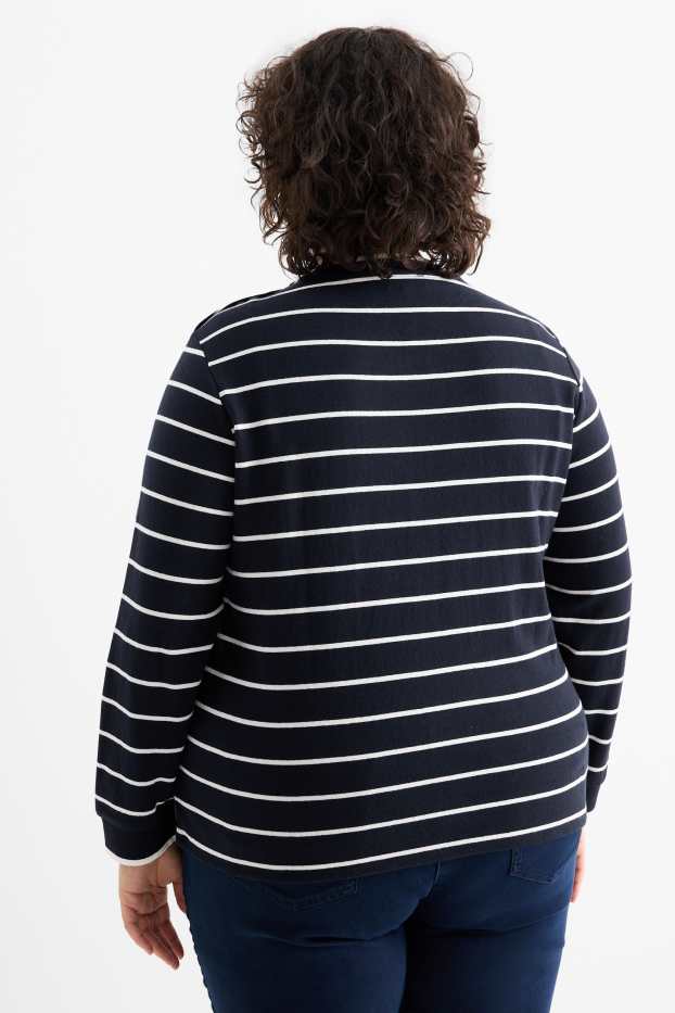 Damen - Pullover - gestreift - dunkelblau