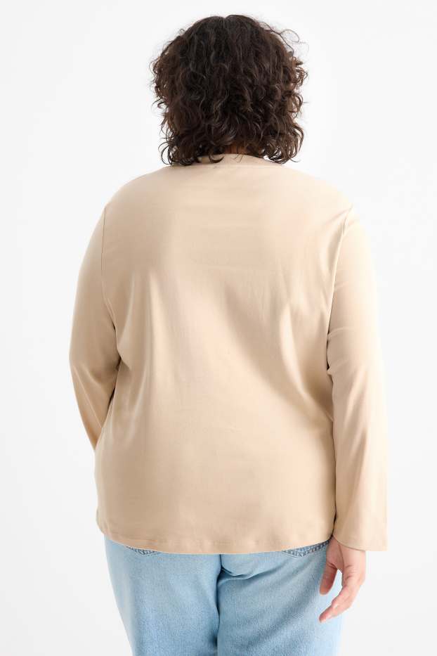Damen - Langarmshirt - hellbeige