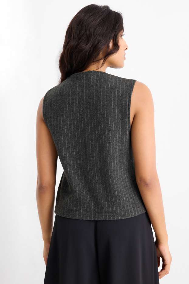Dames - Gilet - regular fit - krijtstrepen - donkergrijs