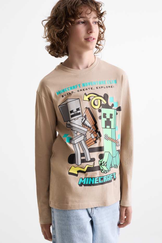 Bambini - Confezione da 2 - Minecraft - maglia a maniche lunghe - nero / beige