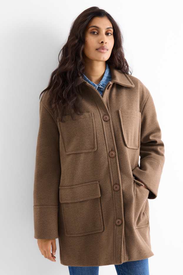 Femmes - Manteau en maille - marron