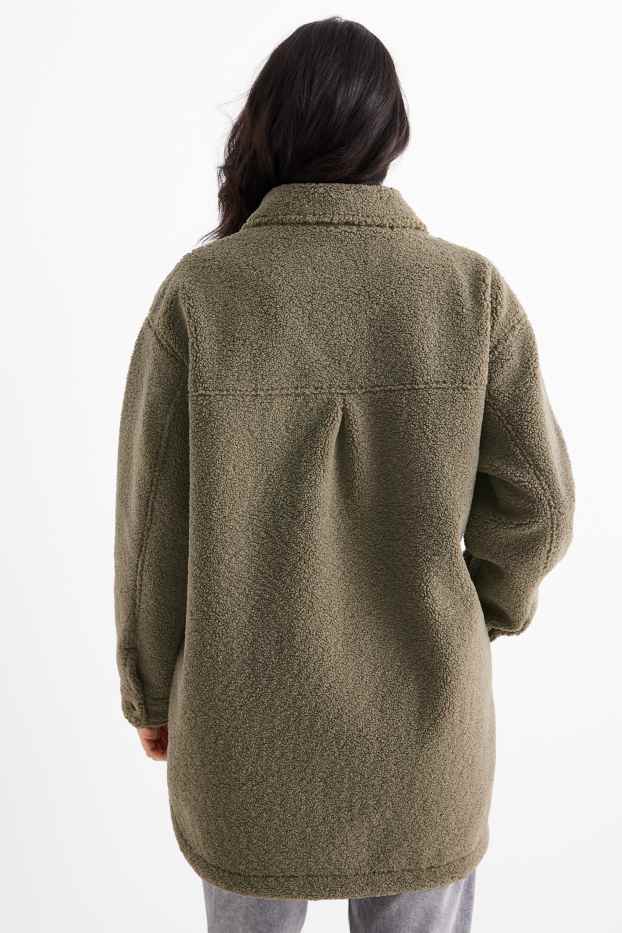 Dames - Shacket van teddybont - groen