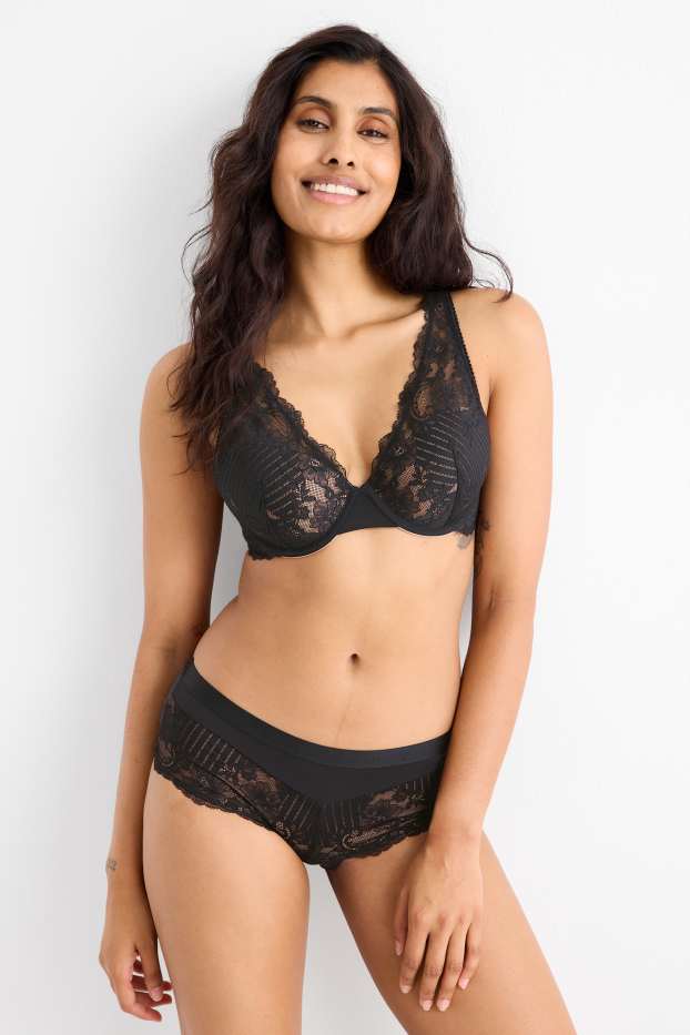 Femmes - Soutien-gorge avec armatures - PLUNGE - ampliforme - noir