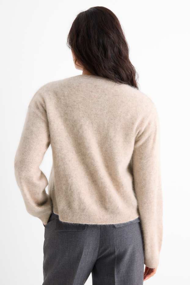 Femei - Cardigan tricotat din cașmir - bej deschis