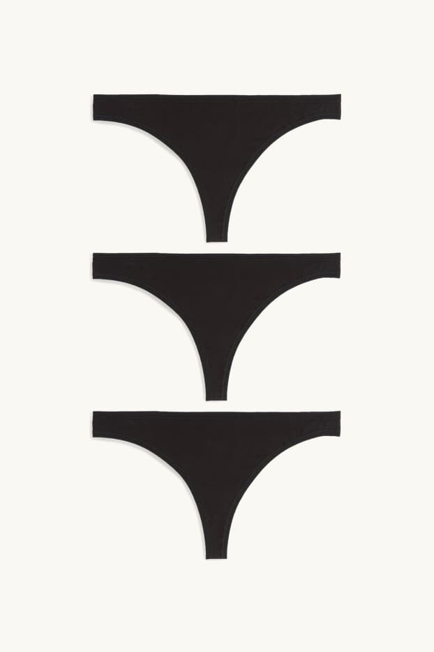 Damen - Multipack 3er - String - schwarz