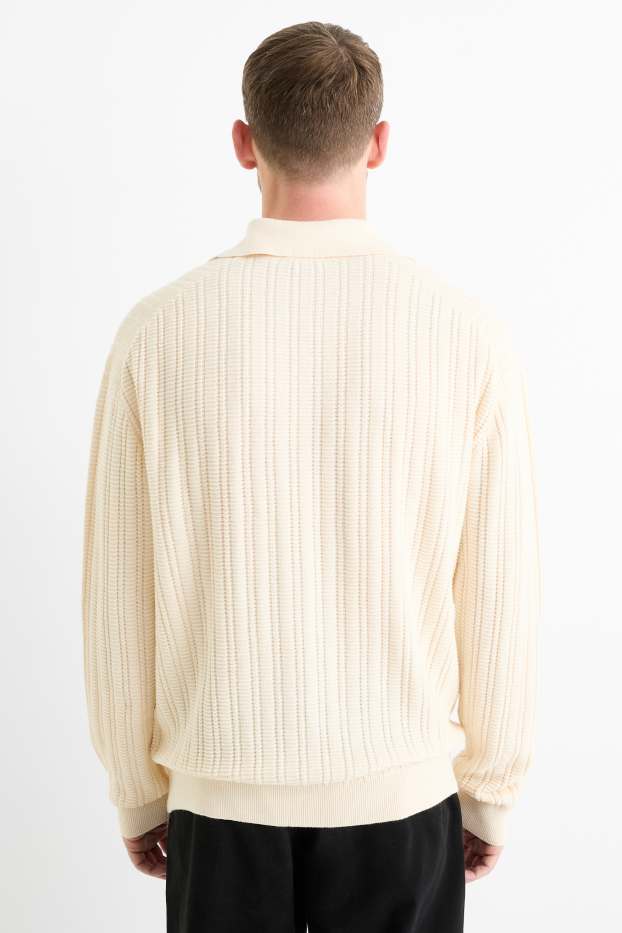 Hommes - Pull - finition texturée - crème