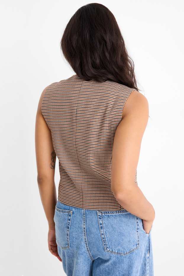 Femei - Vestă office - regular fit - în carouri - maro