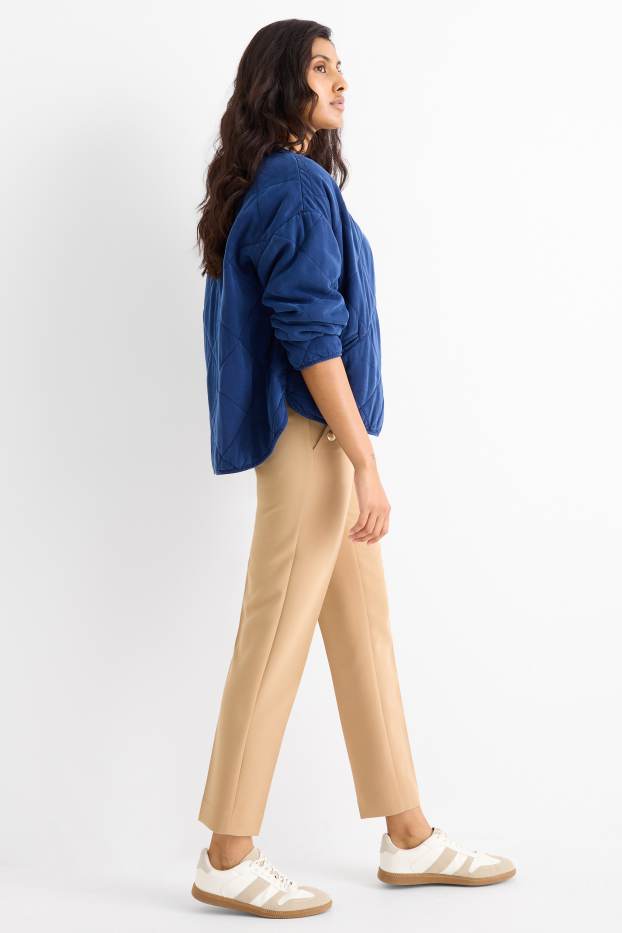 Dames - Pantalon - high waist - tapered fit - beige