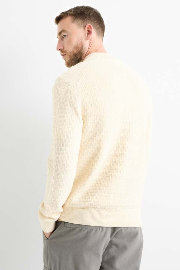 Herren - Strickjacke - strukturiert - cremeweiß
